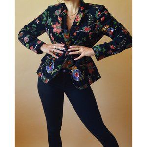 Vintage Bedazzled Corduroy Printed Jacket